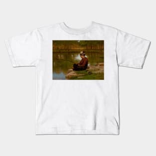 Waiting for a Bite, Central Park by John George Brown Kids T-Shirt